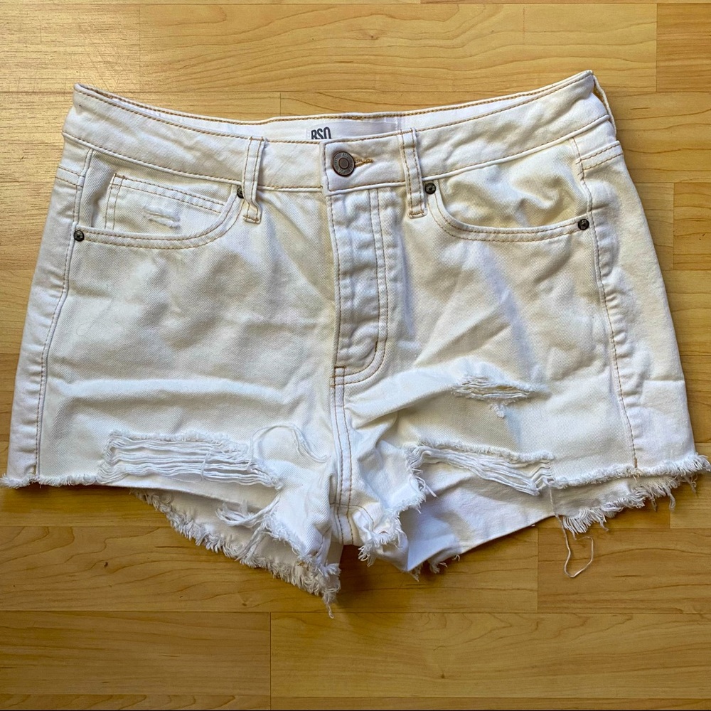 Gently Used White distressed shorts